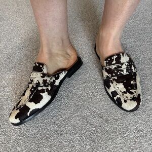 Stylish Cow Print Men's Slip-On Loafers with Studs
